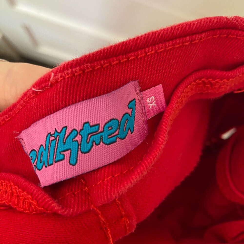 Edikted Engine Red Flared Jeans - Picture 3 of 4